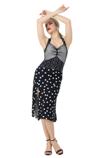 Load and play video in Gallery viewer, Mixed Polka Dot Halter-neck Tango Dress With Right Slit