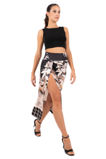 Load and play video in Gallery viewer, Neutral Leaf Print Wrap Skirt With High Slit
