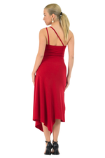 Load and play video in Gallery viewer, One-Shoulder Asymmetric Tango Dress with Metallic Heart Detail