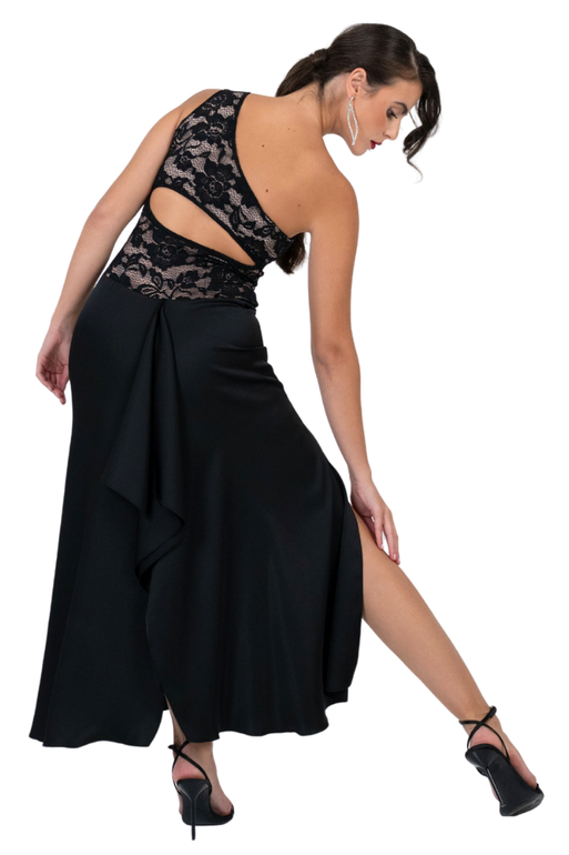 One-shoulder Lace & Satin Dance Dress