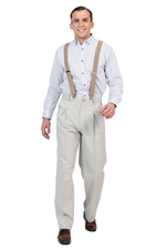 Load and play video in Gallery viewer, Beige Dotted Striped Men's Adjustable Suspenders
