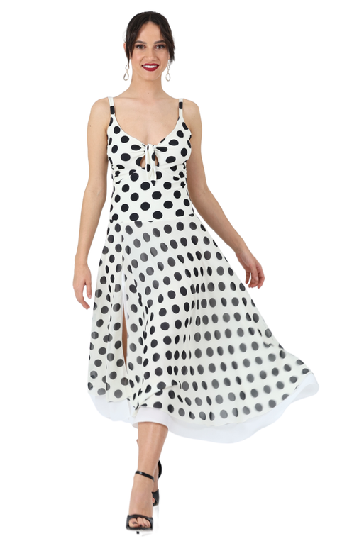 Polka Dot Two Layer Front Knot Dress