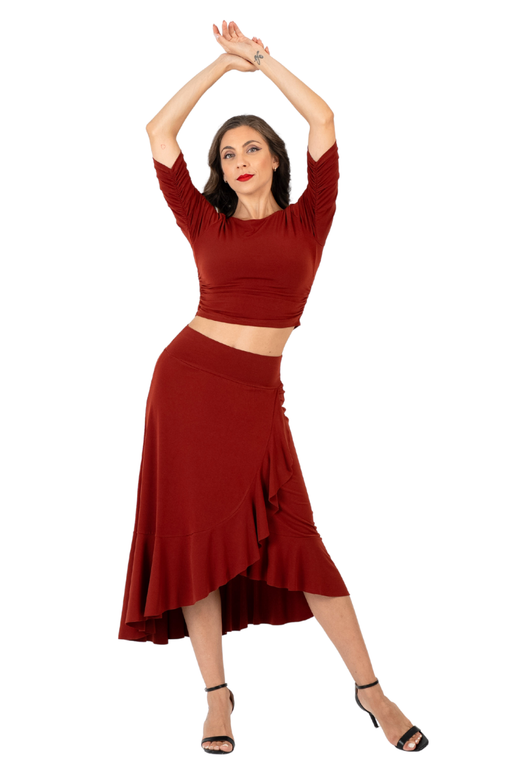 Ruffle Hem Wrap Dance Skirt