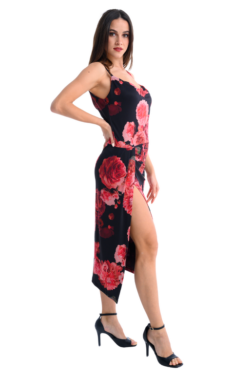 Spanish Floral Print Carmen Tango Dress
