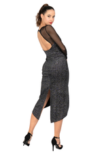 Load and play video in Gallery viewer, Sparkling Velvet Open Back Tango Dress With Mesh Details
