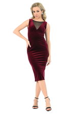 Load and play video in Gallery viewer, Velvet Tango Dress with Mesh &amp; Lace Appliqué Back