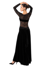 Load and play video in Gallery viewer, Black Velvet &amp; Lace Maxi Dress With Back Movement
