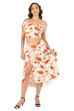 Load and play video in Gallery viewer, Wild Poppy Print Tango Skirt With Right Slit