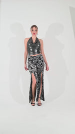 Load and play video in Gallery viewer, Velvet Floral Print Tango Pants With Slits
