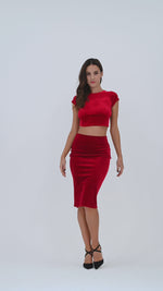 Load and play video in Gallery viewer, Velvet Skirt With Back Ruffles
