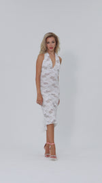 Load and play video in Gallery viewer, White Floral Lace  Fishtail Tango Dress