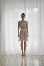 Load and play video in Gallery viewer, Beige Lace And Tulle Above-Knee Wedding Set
