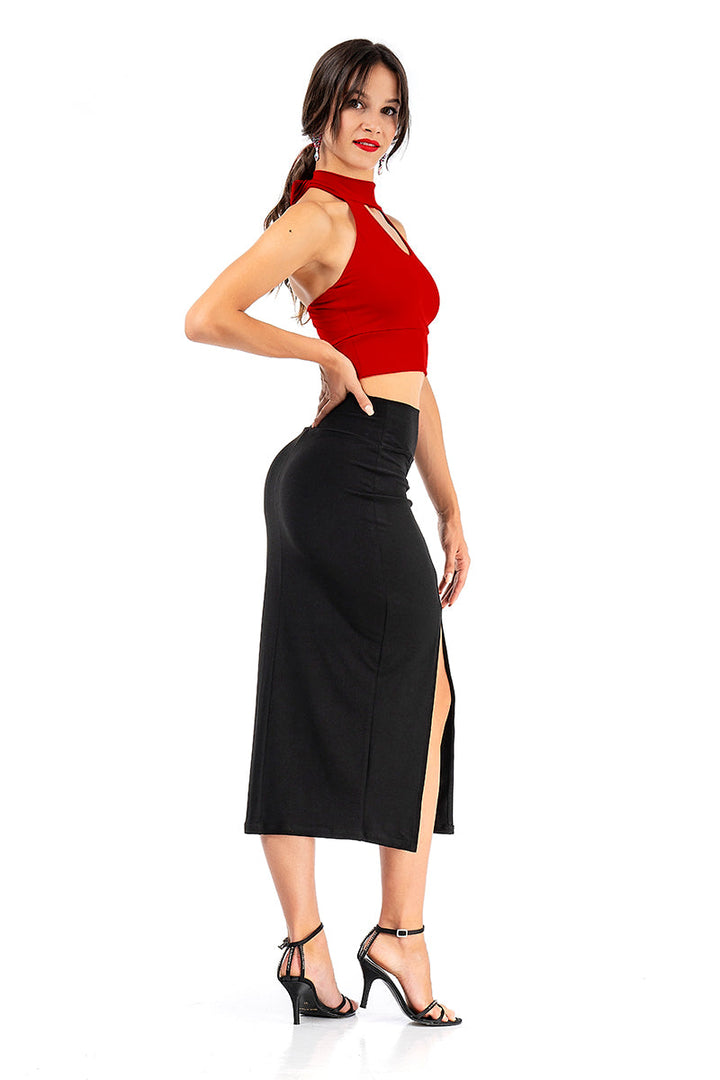 Monochrome Pencil Tango Skirt With Slit