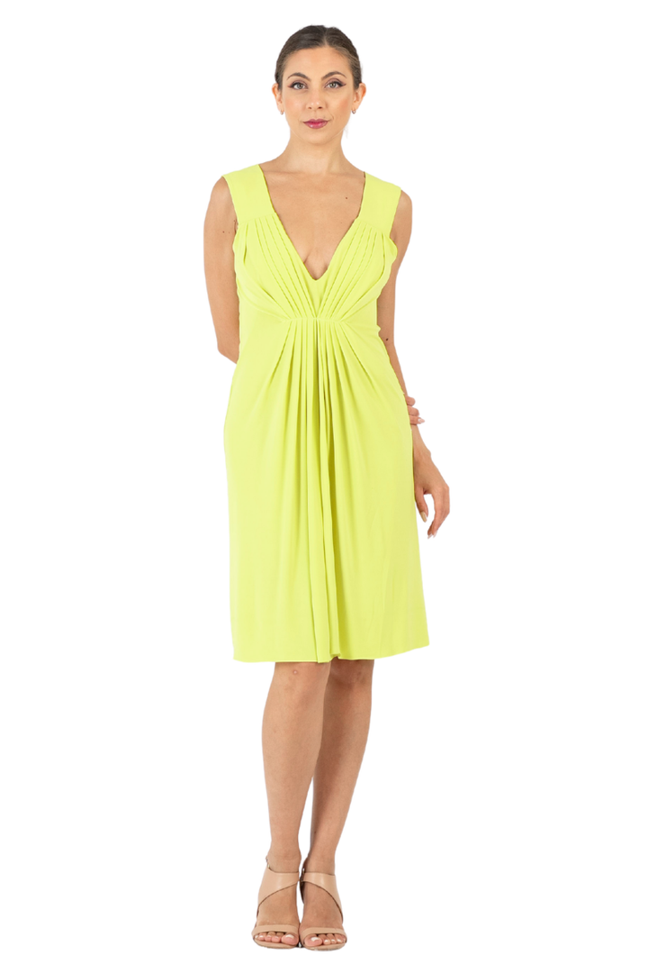 Lime Yellow Pleated Tango Dress (M)