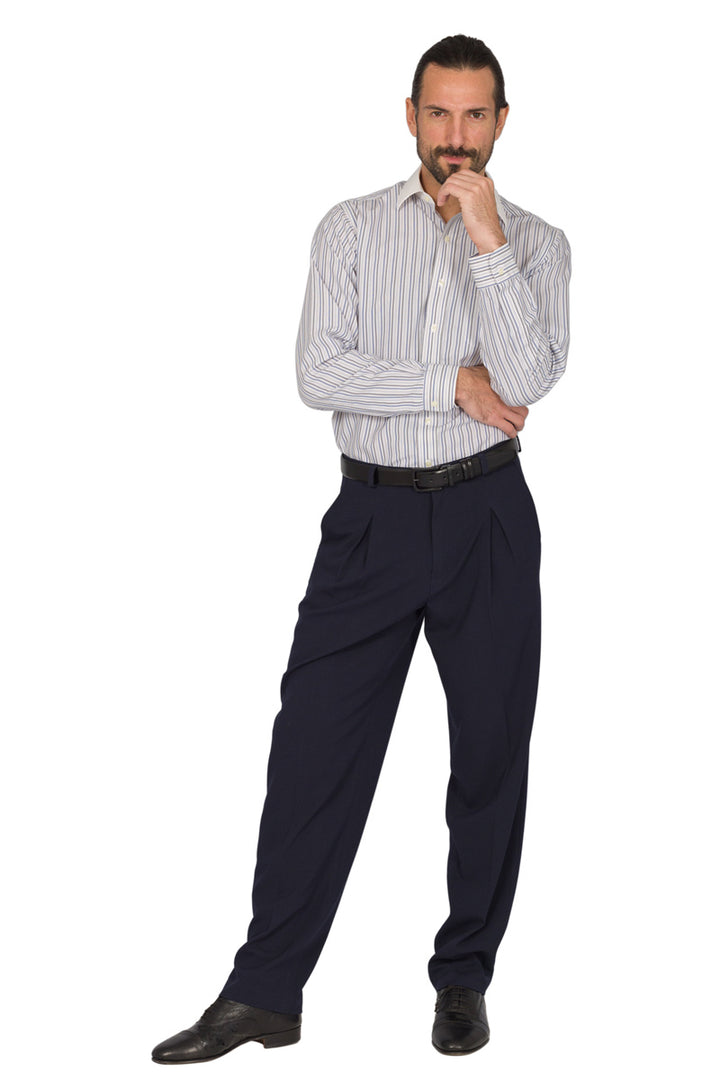 Dark Blue Tango Pants With Front & Back Pleat