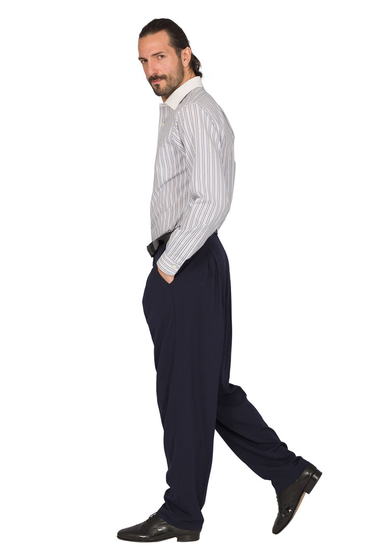 Dark Blue Tango Pants With Front & Back Pleat