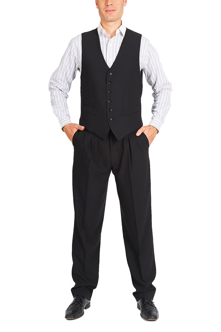 Men's Plain Black Tango Vest With Satin Back