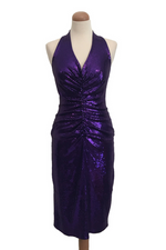 Load image into Gallery viewer, All Ruched Sequined Tango Dress -Purple