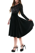 Load image into Gallery viewer, Black velvet skirt with voluminous ruffles