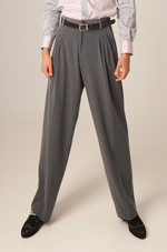 Load image into Gallery viewer, Grey Tango Pants With Four Pleats And Decorative Back Waistline