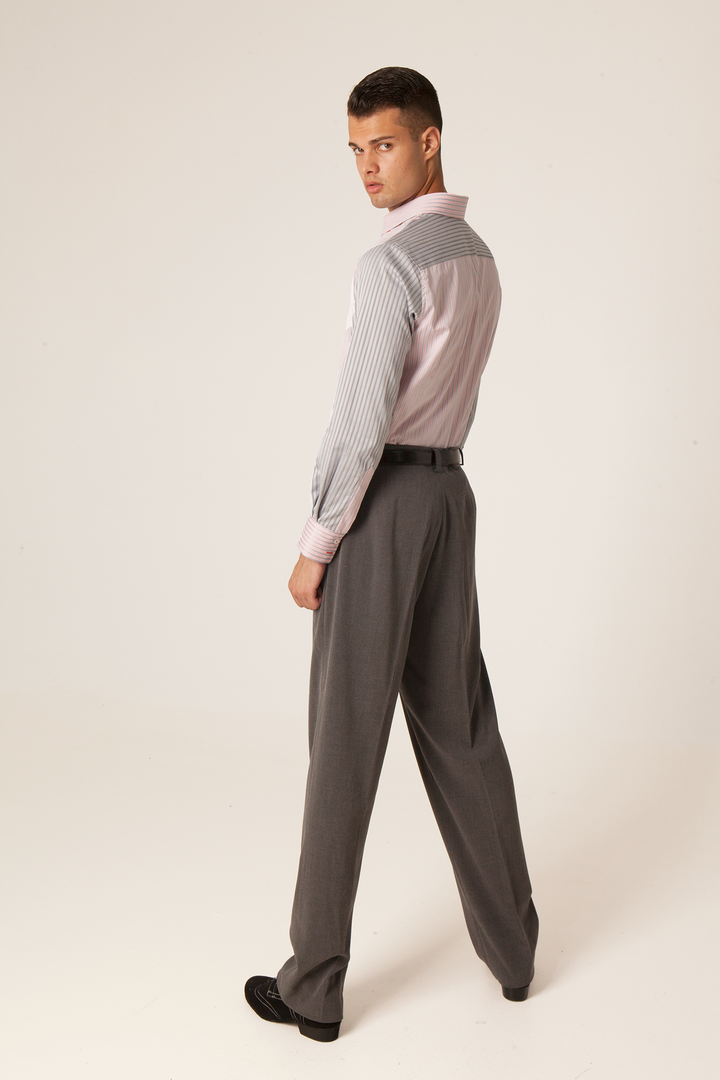 Gray Tango Pants With Three Pleats