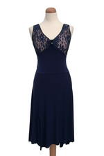 Load image into Gallery viewer, Crisscross Tango Dress with Lace &amp; Back Draping - Dark blue
