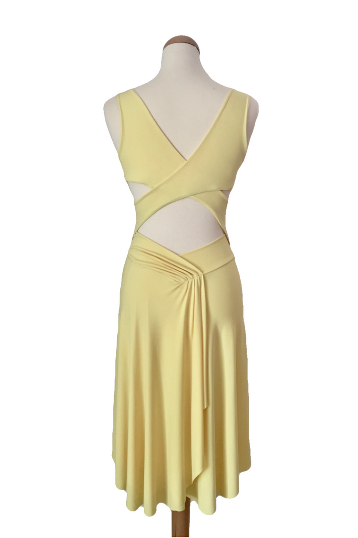 Yellow Crisscross Dress with Back Draping