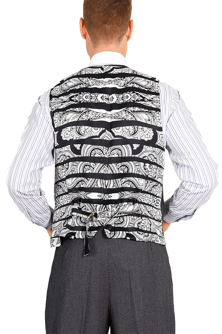 Men's Dark Gray Tango Vest With Black&White Satin Back