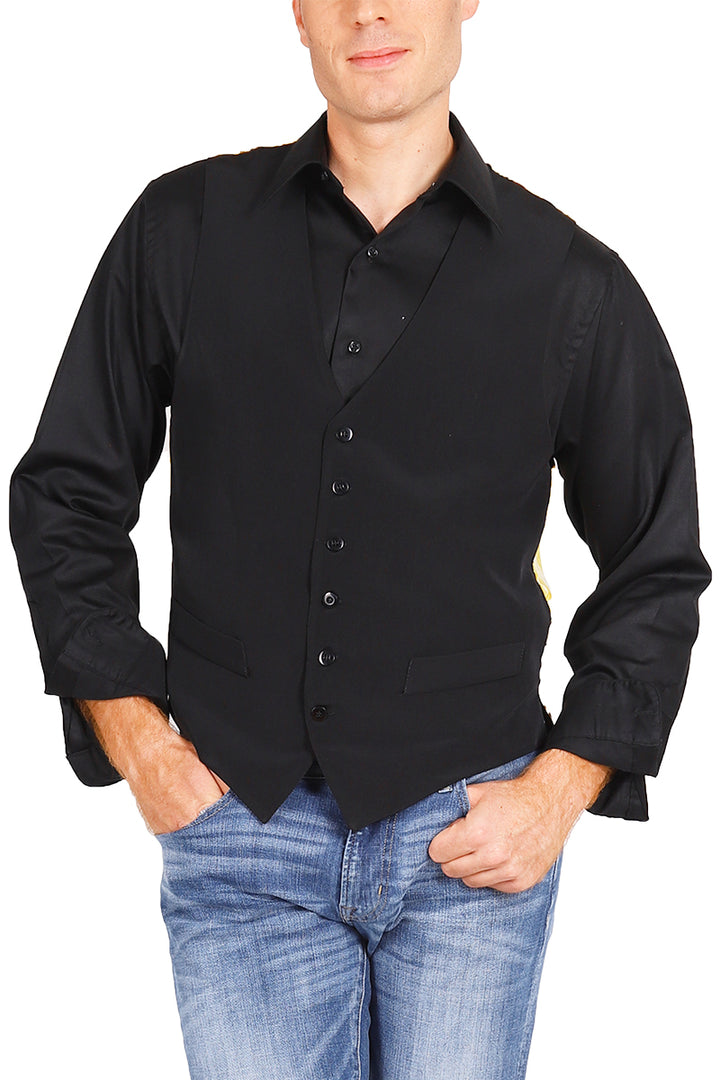Men's Black Tango Vest With Multicolor Satin Back