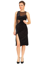 Load image into Gallery viewer, Black Velvet Tango Dress with Tulle details
