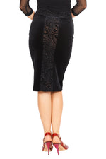 Load image into Gallery viewer, Pencil Skirt in Black Velvet with Sequins