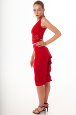 Load image into Gallery viewer, Pencil Skirt With Satin Back Ruffles