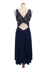 Load image into Gallery viewer, Crisscross Tango Dress with Lace &amp; Back Draping - Dark Blue
