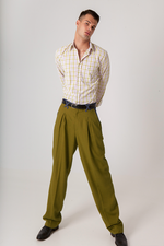 Load image into Gallery viewer, Olive Green Viscose Tango Pants With Front &amp; Back Pleat
