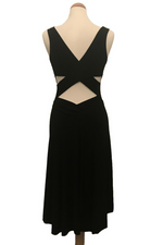 Load image into Gallery viewer, Black tango dress with crisscross back and rich back draping