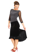 Load image into Gallery viewer, Lamé Tango Top With Tulle Sleeves