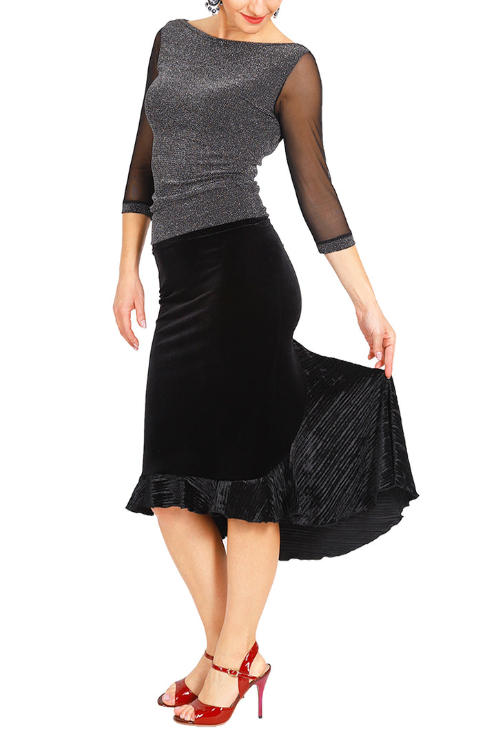 Velvet Tango Skirt with Ruffles