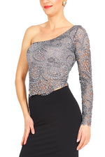 Load image into Gallery viewer, One-shoulder Gray Lace Tango Top
