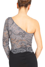 Load image into Gallery viewer, One-shoulder Gray Lace Tango Top
