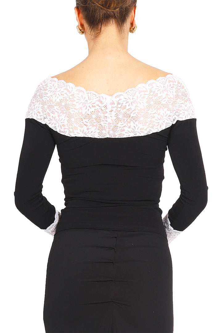 Long Sleeved Top with Lace Details