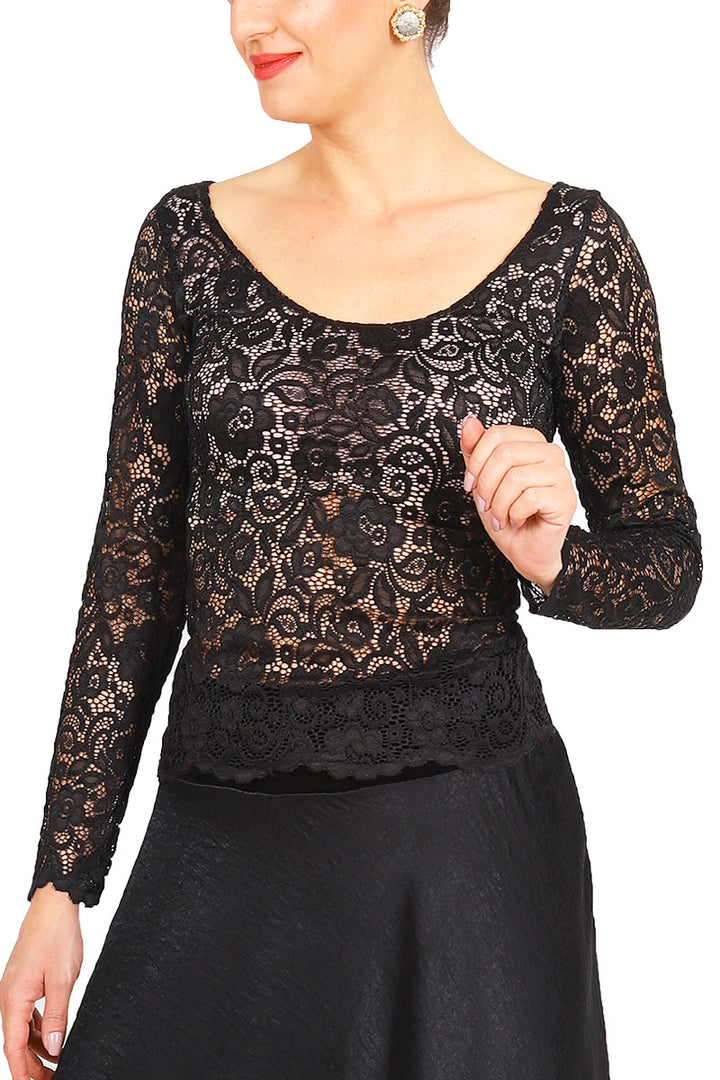 Black Lace Tango Top With Lining