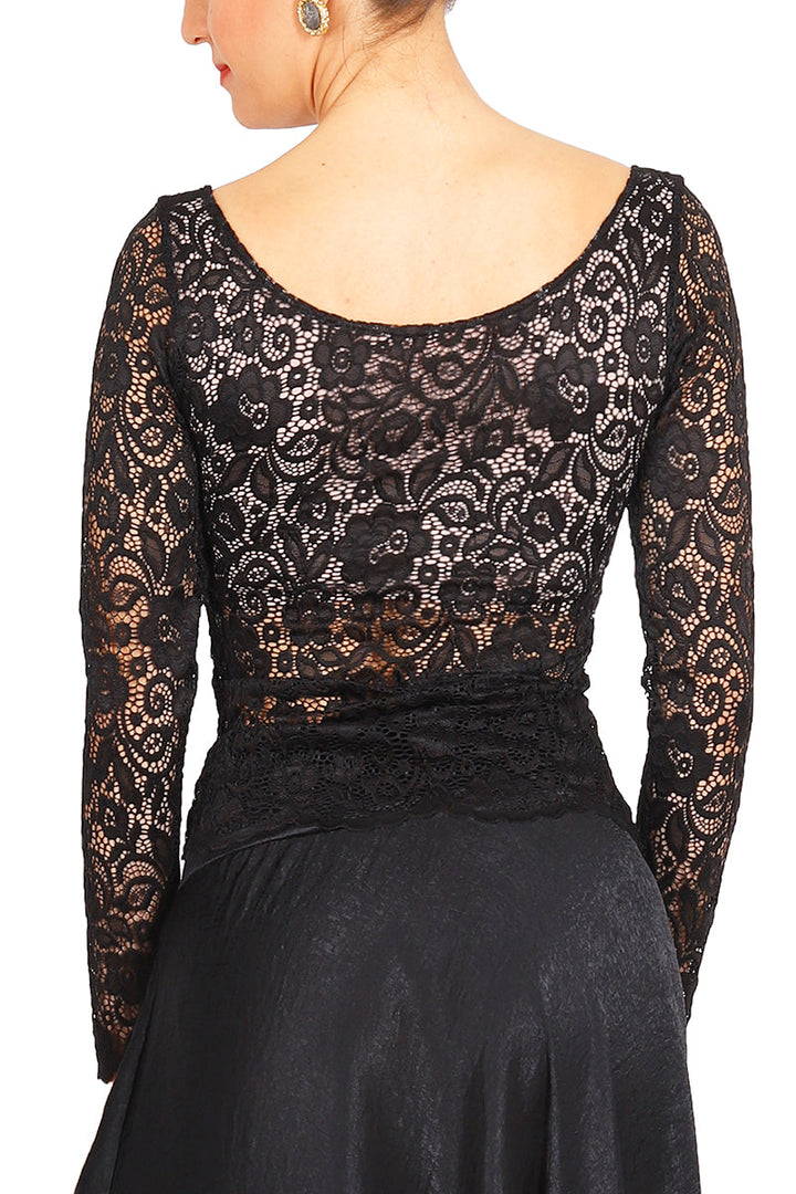 Black Lace Tango Top With Lining