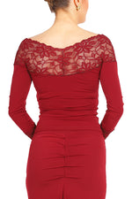 Load image into Gallery viewer, Red Tango Top With Lace Décolletage