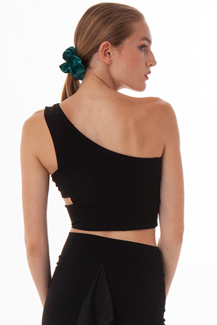 One Shoulder Crop Top With A Side Cutout