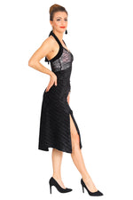Load image into Gallery viewer, Black Velvet Tango Dress With Lace Bust