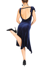 Load image into Gallery viewer, Velvet Argentine Tango Dress With Shoulder Ruffle