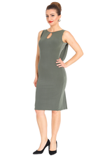 Load image into Gallery viewer, Elegant Tango Dress with Draped Lace Back - Olive green