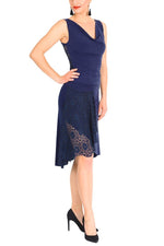 Load image into Gallery viewer, Tango Skirt with Lace Panel Dark Blue
