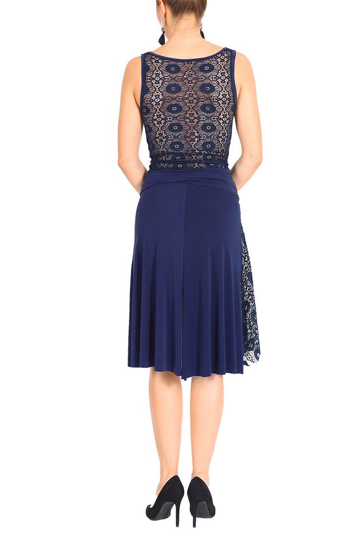 Tango Skirt with Lace Panel Dark Blue