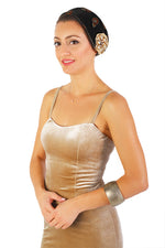 Load image into Gallery viewer, Brown Velvet Headpiece with Gold Crystals